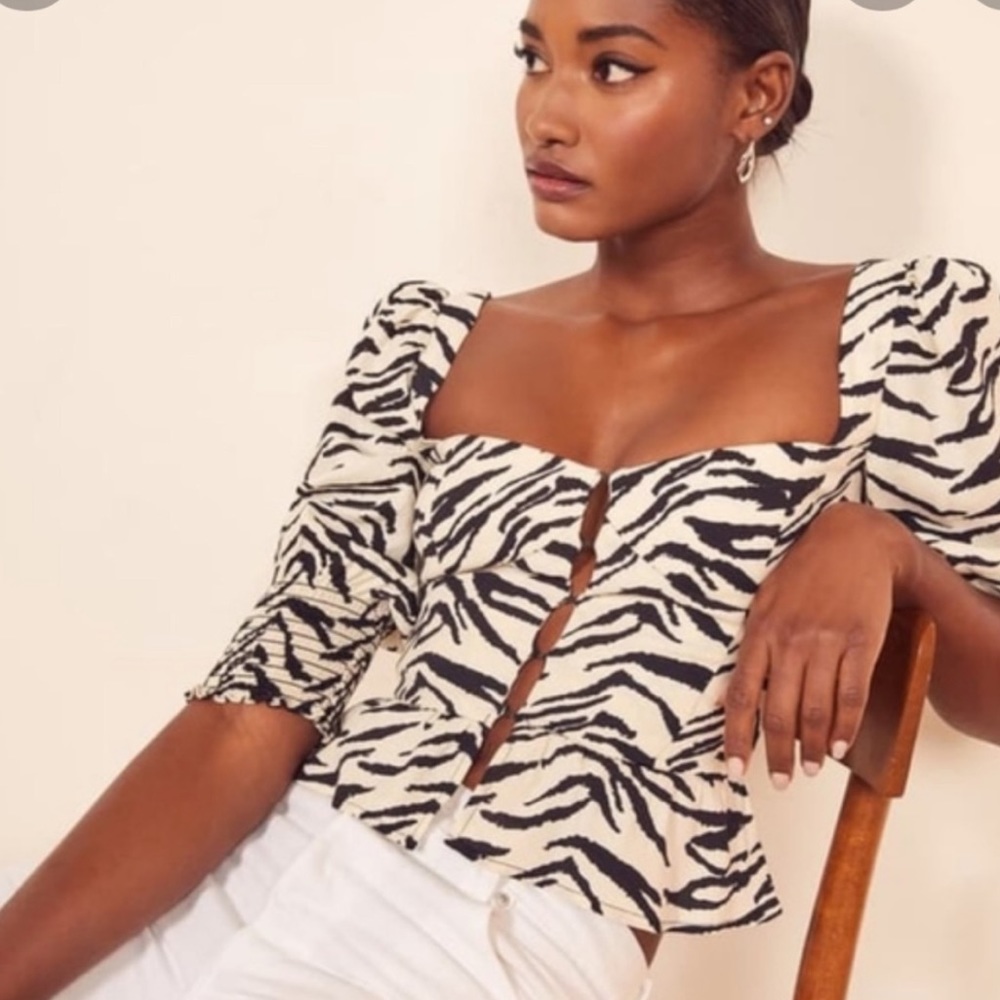 Reformation Dallas Zebra Top